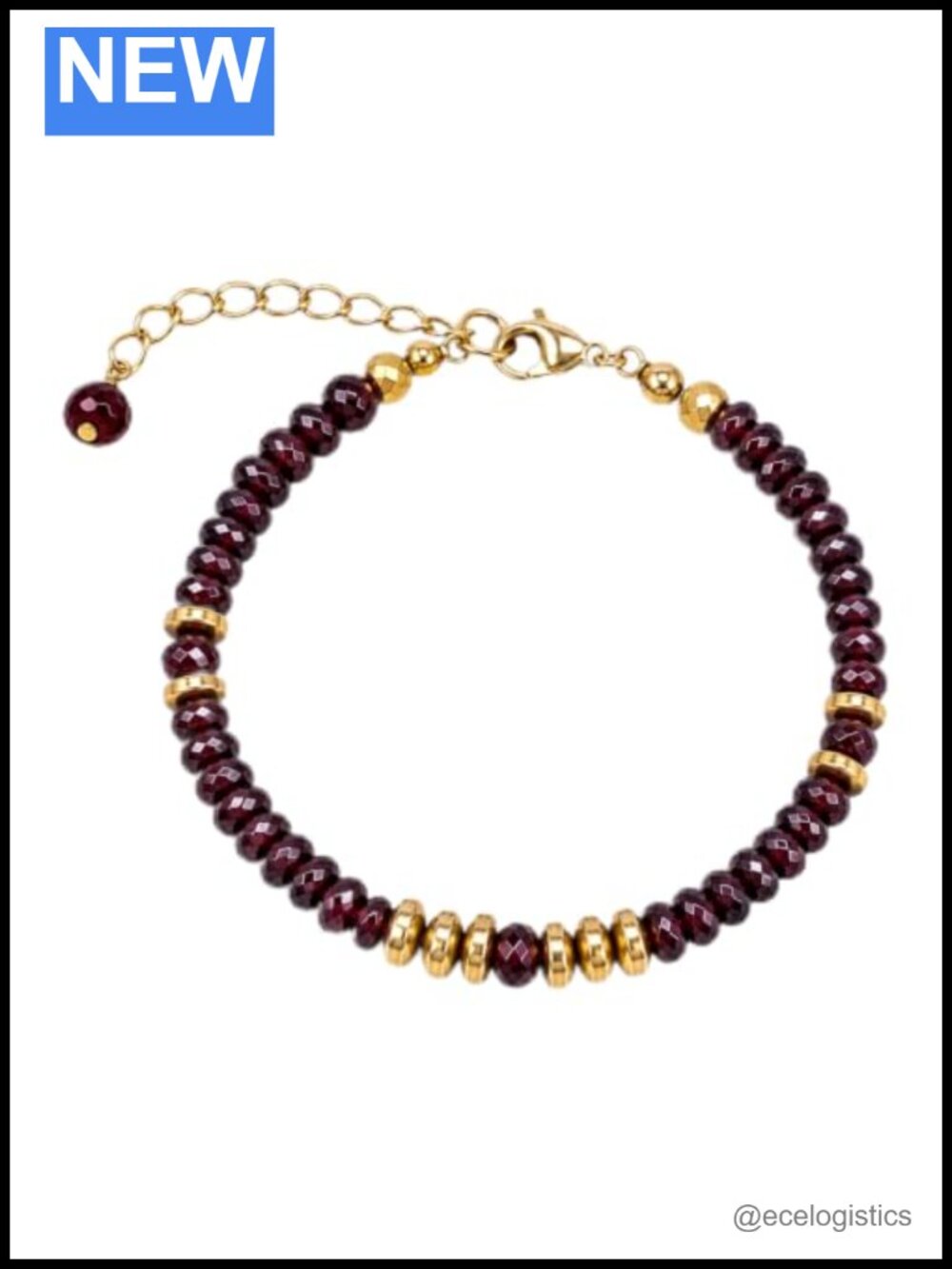 Garnet Yellow Hematite Gemstone Bracelet Stainless Steel Wire Adjustable